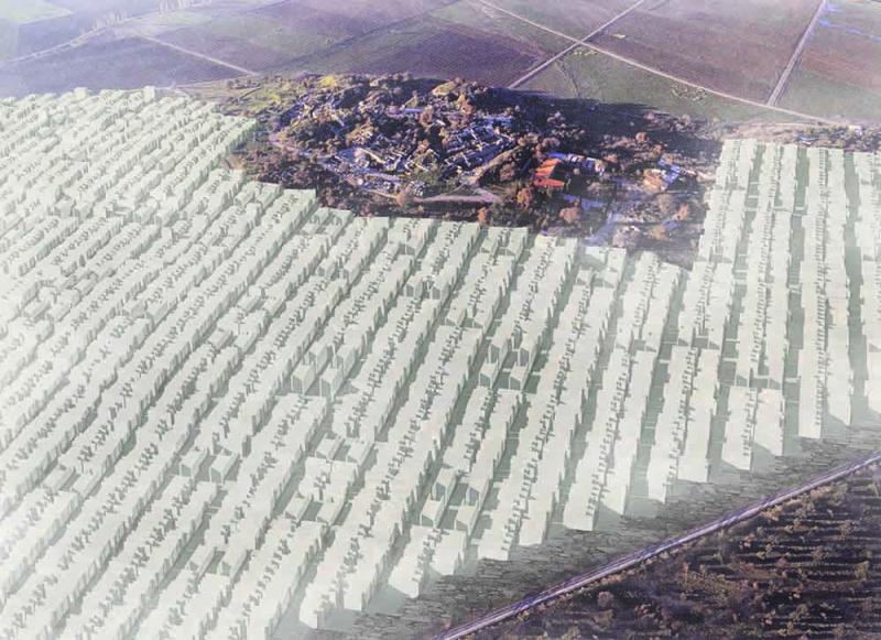 10,000 megarons fully occupied Hisarlik hill towards the ruins.